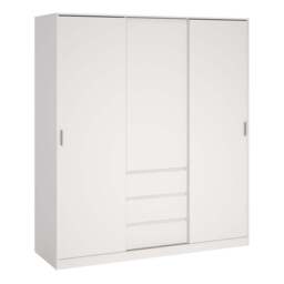 Naia Wardrobe with 2 Sliding Doors + 1 Door + 3 Drawers in White