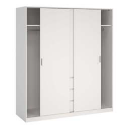 Naia Wardrobe with 2 Sliding Doors + 1 Door + 3 Drawers in White - thumbnail 4