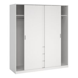 Naia Wardrobe with 2 Sliding Doors + 1 Door + 3 Drawers in White - thumbnail 3