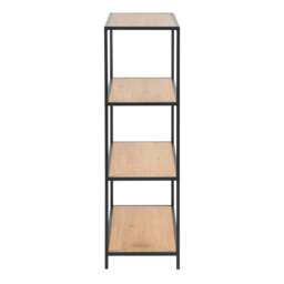 Seaford Black Metal Low Bookcase with 3 Oak Shelves - thumbnail 3