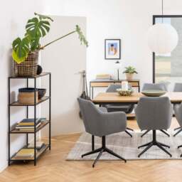 Seaford Black Metal Low Bookcase with 3 Oak Shelves - thumbnail 4