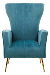 Ivory Green Velvet Accent Chair with Gold Legs