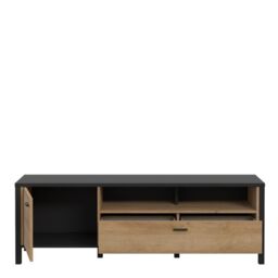 High Rock TV Unit in Matt Black/Riviera Oak - thumbnail 3
