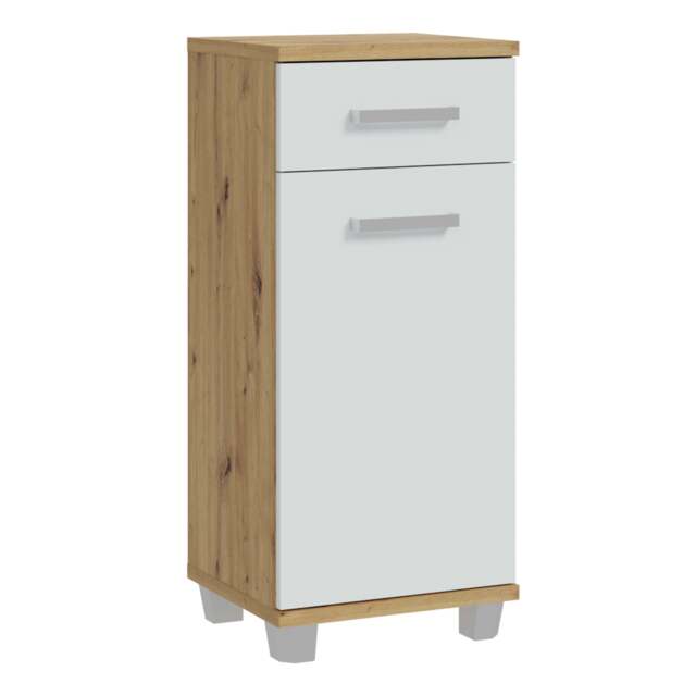 Veris Bathroom Cupboard with 1 Door & 1 Drawer in Artisan Oak and Light Grey - image 1