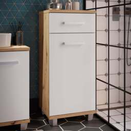 Veris Bathroom Cupboard with 1 Door & 1 Drawer in Artisan Oak and Light Grey - thumbnail 5