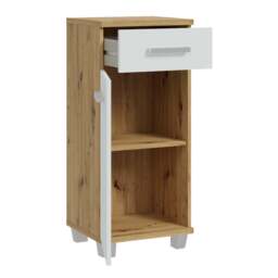 Veris Bathroom Cupboard with 1 Door & 1 Drawer in Artisan Oak and Light Grey - thumbnail 3