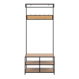 Seaford Clothes Rack with 3 Shelves in Black and Oak Finish - thumbnail 2