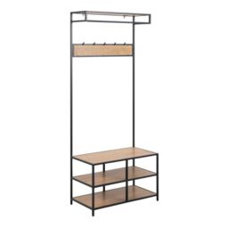 Seaford Clothes Rack with 3 Shelves in Black and Oak Finish