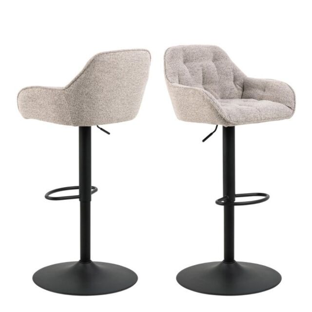 Monza Beige Swivel Bar Stools – Height Adjustable – Set of 2 – Brooke Collection - image 1