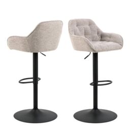 Monza Beige Swivel Bar Stools – Height Adjustable – Set of 2 – Brooke Collection - thumbnail 1