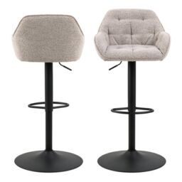Monza Beige Swivel Bar Stools – Height Adjustable – Set of 2 – Brooke Collection - thumbnail 3