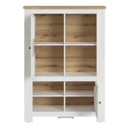 Celesto 2 Door 4 Shelves Cabinet in White and Oak - thumbnail 2