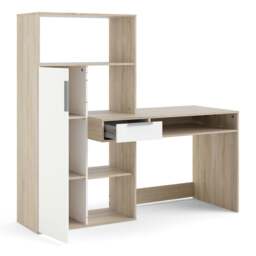 Function Plus Desk White and Oak with Drawer and Cupboard - thumbnail 4