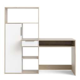 Function Plus Desk White and Oak with Drawer and Cupboard - thumbnail 2