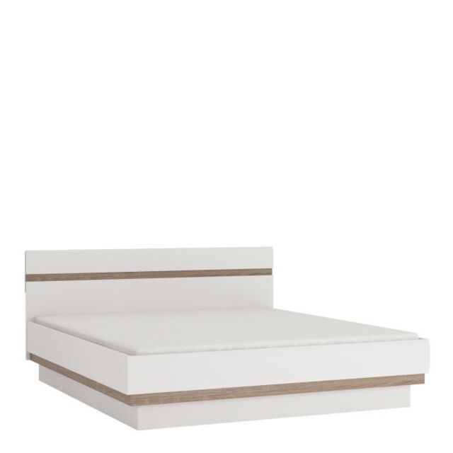 Chelsea Bedroom Kingsize Bed Frame with Lift-Up Storage in White & Oak Trim - image 1