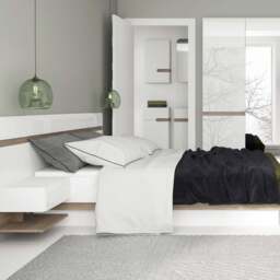Chelsea Bedroom Kingsize Bed Frame with Lift-Up Storage in White & Oak Trim - thumbnail 3