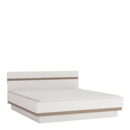 Chelsea Bedroom Kingsize Bed Frame with Lift-Up Storage in White & Oak Trim