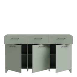 Sage Green 3 Door 3 Drawer Chest – Sali Collection - thumbnail 4