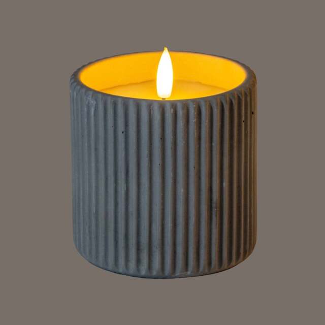 Luxe Collection Natural Glow Large Chalk Ribbed LED Candle - image 1