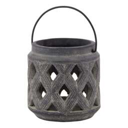 Coastal Flicker: Amalfi Grey Lattice Lantern - thumbnail 1