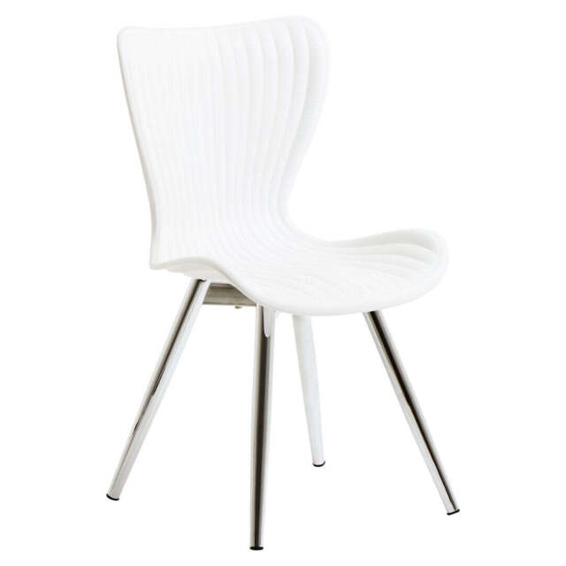 Vellum Dining Chair – White Seat with Silver Chrome Legs - image 1