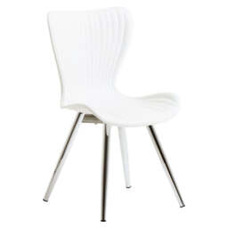 Vellum Dining Chair – White Seat with Silver Chrome Legs - thumbnail 1