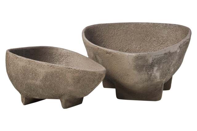 2 Grey Set Elvaris Bowls Textured Of
