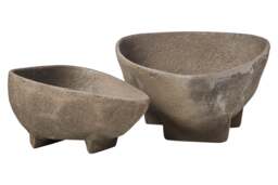 2 Grey Set Elvaris Bowls Textured Of
