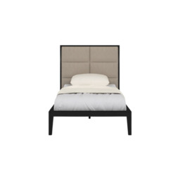 Orchid Bed – Wenge Wooden Frame with Beige Upholstered Headboard - thumbnail 3