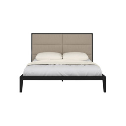 Orchid Bed – Wenge Wooden Frame with Beige Upholstered Headboard - thumbnail 1