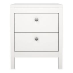 Madrid Bedside Table 2 Drawers in White - thumbnail 2