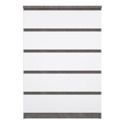 Naia Chest of 5 Drawers in Concrete and White High Gloss - thumbnail 3