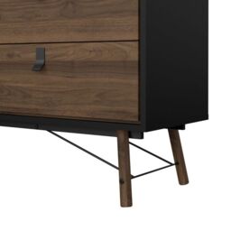 Ry Wide Double Chest 6 Drawers Matt Black Walnut finish - thumbnail 5