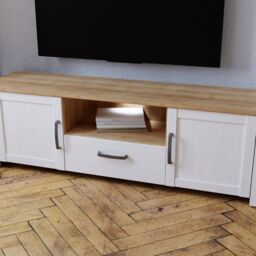 Bohol TV Unit with LED Lighting in White and Riviera Oak Finish - thumbnail 4