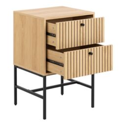 Albany 2 Drawer Bedside Table in Oak/Black Legs - thumbnail 4