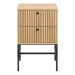 Albany 2 Drawer Bedside Table in Oak/Black Legs - thumbnail 3
