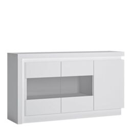 Lyon 3 Door Glazed Sideboard (including LED lighting) in White and High Gloss - thumbnail 3