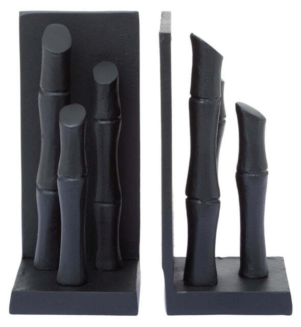 Alderbrook Bamboo Effect Bookends – Black Finish (Set of 2) - image 1