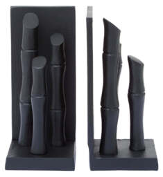 Alderbrook Bamboo Effect Bookends – Black Finish (Set of 2) - thumbnail 1