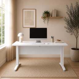 Prima Desk 150cm in White with White Legs - thumbnail 3