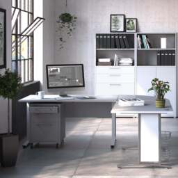 Prima Desk 150cm in White with White Legs - thumbnail 4