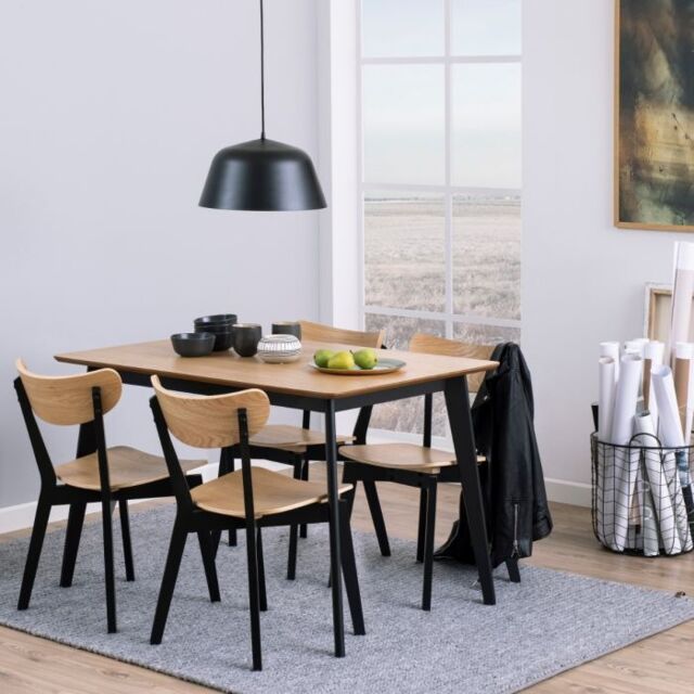 Roxby Dining Table in Oak & Black 120x76cm - image 1