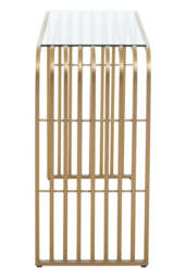 Dorking Matte Gold Slatted Console Table – Sculptural Contemporary Hallway Table - thumbnail 5