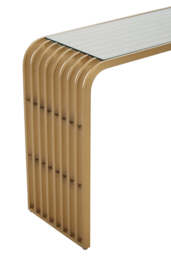 Dorking Matte Gold Slatted Console Table – Sculptural Contemporary Hallway Table - thumbnail 4