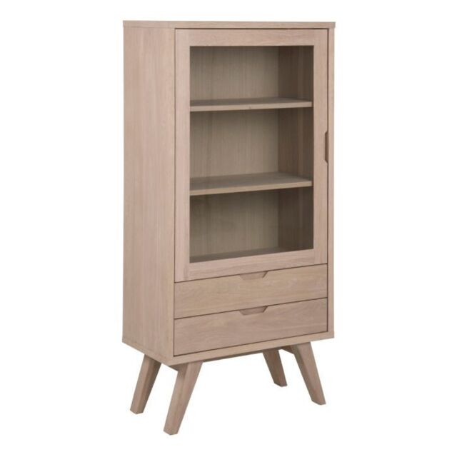 Display Cabinet with 2 Drawers & 2 Shelves in White Oak – A-Line Collection - image 1