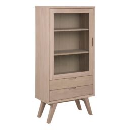 Display Cabinet with 2 Drawers & 2 Shelves in White Oak  A-Line Collection