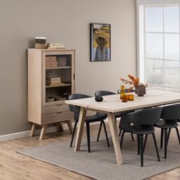 Display Cabinet with 2 Drawers & 2 Shelves in White Oak – A-Line Collection - thumbnail 2