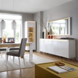 3 Door 3 Drawer Sideboard in Jackson Hickory Oak & Rattan Effect – Cestino Collection - thumbnail 2