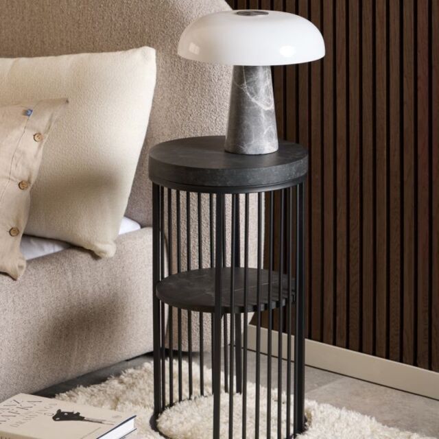 Strington Round Bedside Table 1 Shelf in Matt Black - image 1