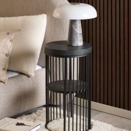 Strington Round Bedside Table 1 Shelf in Matt Black - thumbnail 1